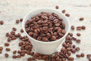 Roasted coffee bean in the bowl