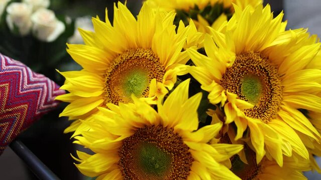 beautiful bouquet of flowers from yellow sunflowers