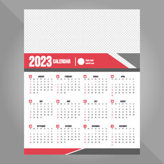 Red and grey 2023 calendar