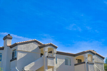 Duplex mediterranean house against the sky in Tucson, Arizona
