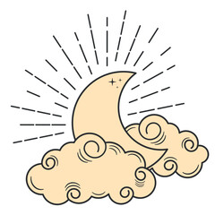 mystic moon with clouds