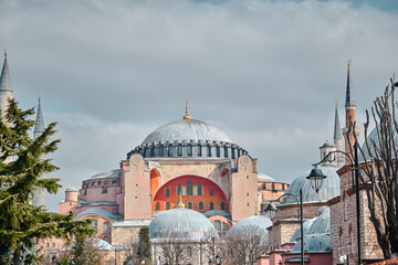 Fototapeta na wymiar istanbul, Turkey. 03.03.2021: hagia sophia mosque in the old city of istanbul.