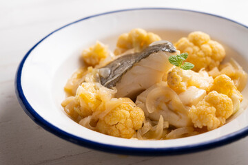 Cod with cauliflower. Typical recipe from the basque country.