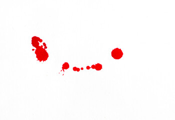 Blood splatters. Red blots of watercolor Realistic bloody splatters for Halloween Drop of blood...