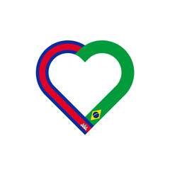 unity concept. heart ribbon icon of cambodia and brazil flags. vector illustration isolated on white background