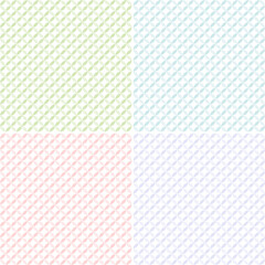 Seamless patterns of geometric shapes in different pastel colors on white. Four high resolution abstract backgrounds.