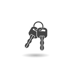Car key icon with shadow