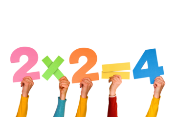 Hands showing simple mathematical formula