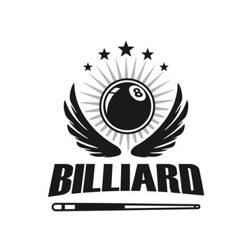 Billiards logo design vector. Sport labels for poolroom. Billiards club logo template.