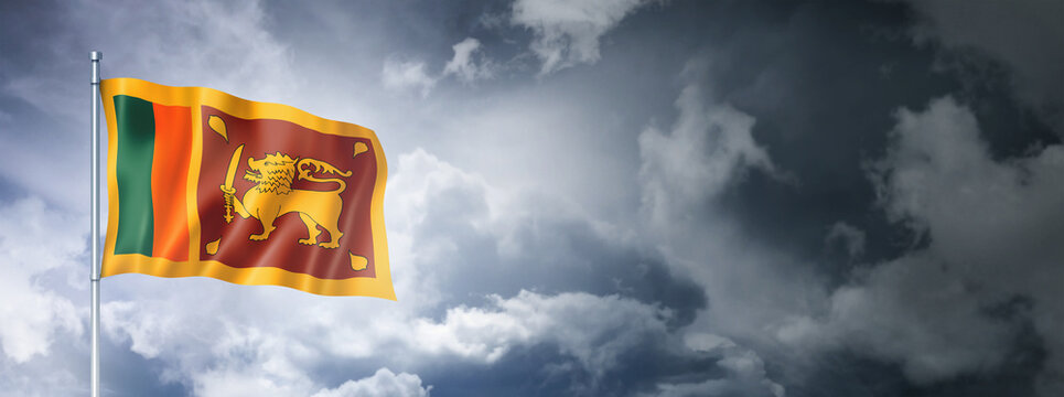 Sri Lanka flag on a cloudy sky