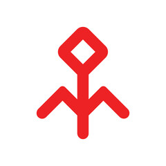 Obraz premium Vector isolated illustration with red geometric symbol of berry or flow. Simplified shape is ornamental native element of Karelia and Finnish people. Decorative icon for traditional local embroider