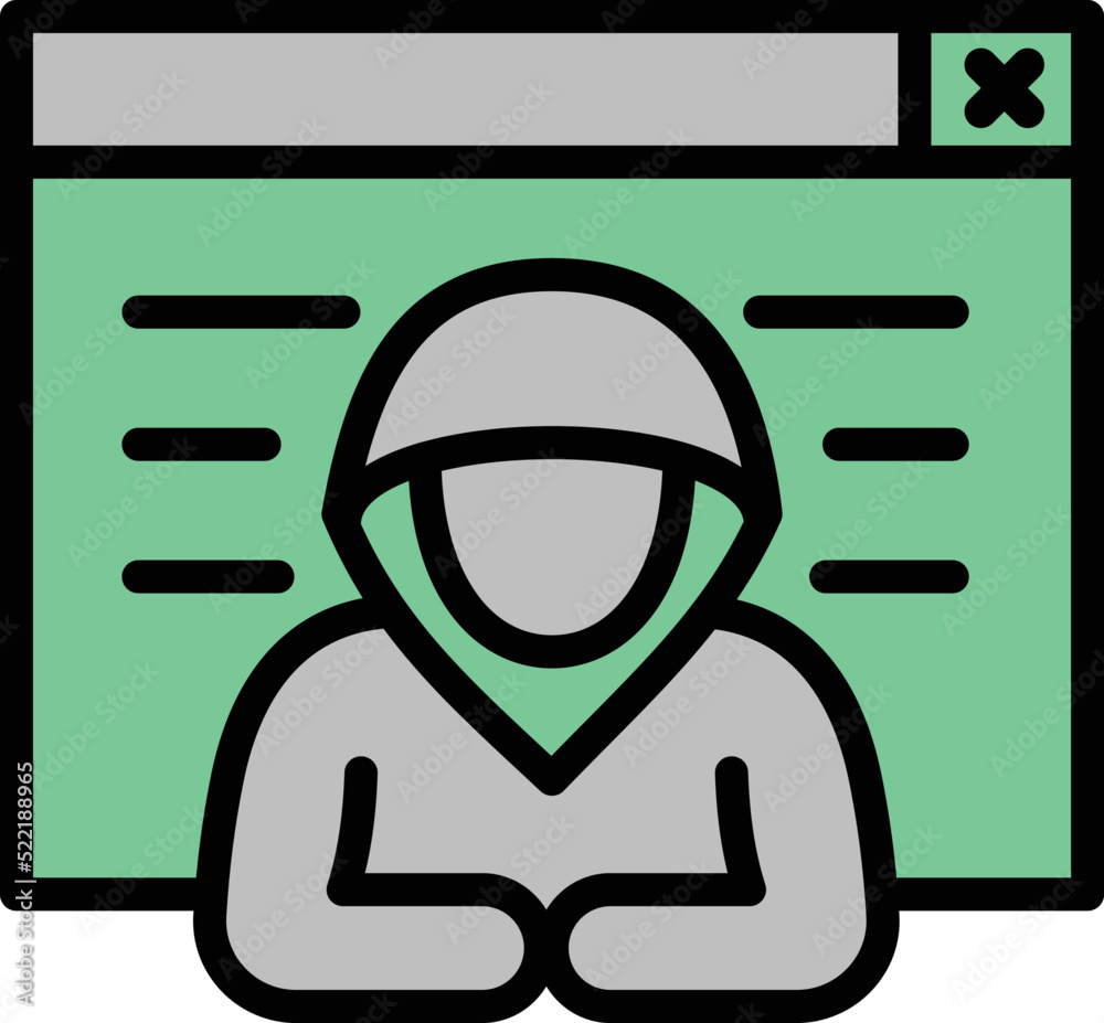 Poster web hacker icon outline vector. cyber attack. internet security