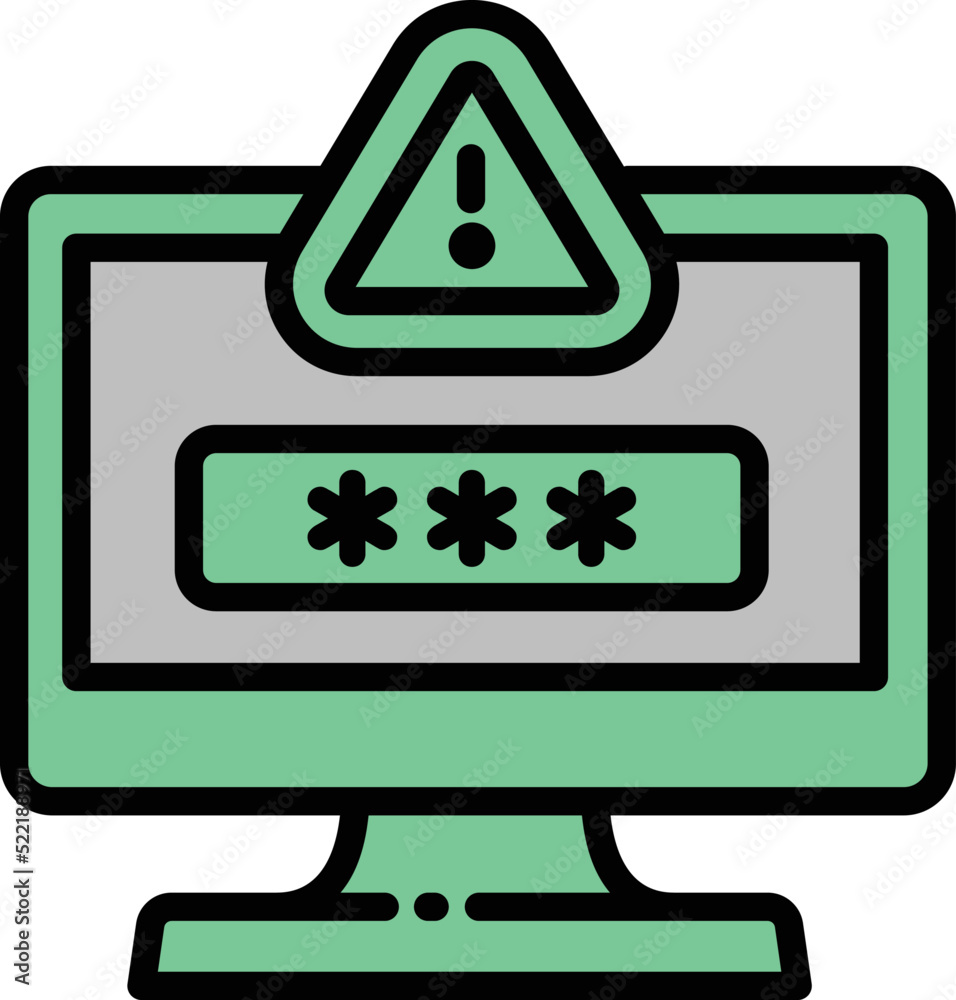 Poster pc password icon outline vector. computer security. code attack