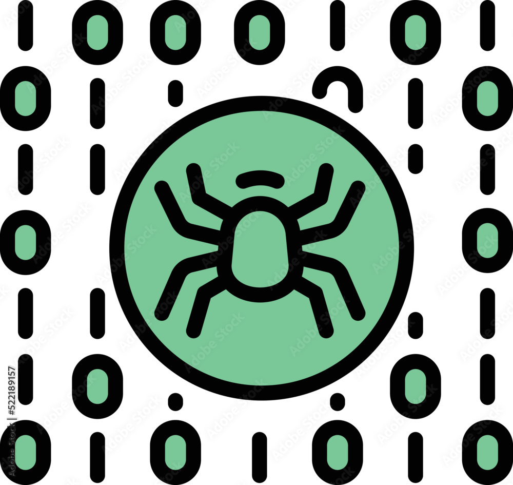 Poster cyber bug icon outline vector. ddos code. risk protect