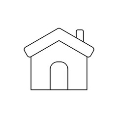 Home icon for graphic design projects. Thin outline shape of house vector.