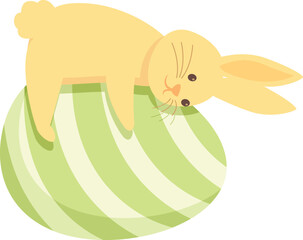 Easter big egg icon cartoon vector. Cute bunny. Card animal