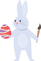 Bunny paint egg icon cartoon vector. Easter rabbit. Animal card