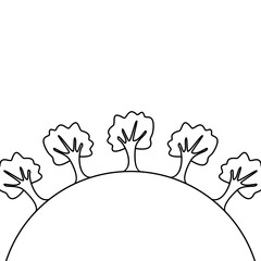 World environment day. Earth globe with trees outline. Concept design for banner, poster, greeting card. Vector illustration