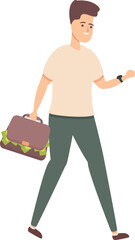 Kid take money bag icon cartoon vector. Child finance. Future save