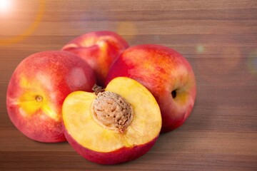 Fototapeta na wymiar Fresh Yellow Peach fruit on the desk