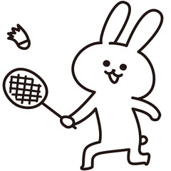 色加工ok うさぎ素材No.27 バドミントン