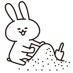 色加工ok うさぎ素材No.30 砂遊び