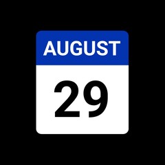 Calander icon showing date august 29