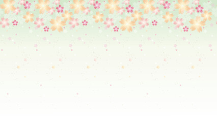 桜の和風なエンドレス背景用壁紙（グリーングラデ）