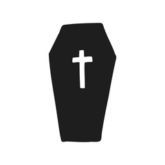 Obraz premium Halloween 2022 - October 31. A traditional holiday, the eve of All Saints Day, All Hallows Eve. Trick or treat. Vector illustration in hand-drawn doodle style. The grave of a dead man.