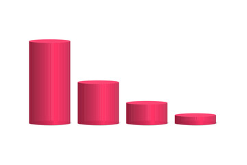 Set podium product display different size with pink color isolated on plain background