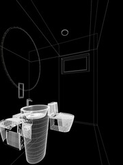 abstract sketch design of interior bathroom ,3d rendering