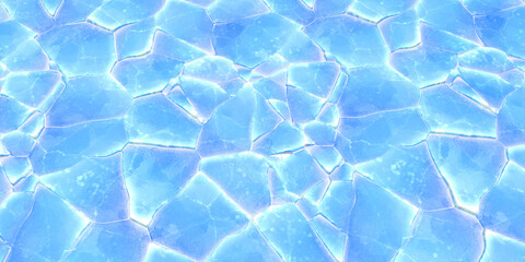 3D illustration elegant blue cracked ice floor rendered texture background