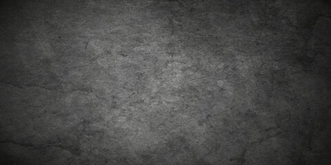 Dark black grunge textured concrete background. Panorama dark grey black slate background or texture. Vector black concrete texture. Stone wall background.	
