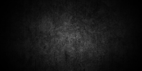 Fototapeta premium Dark black grunge textured concrete background. Panorama dark grey black slate background or texture. Vector black concrete texture. Stone wall background. 