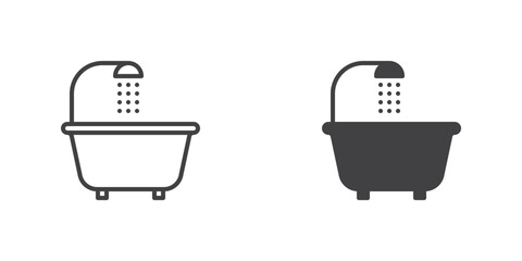 Bathtub with shower icon