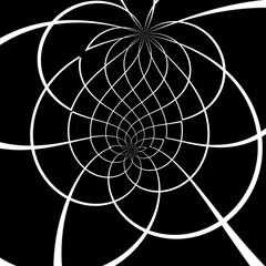 Mandala abstract geometric drawing with a white lines