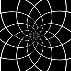 Mandala abstract geometric drawing with a white lines