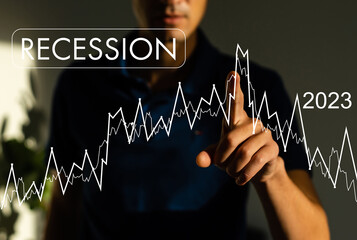 Business losses on the stock market chart concept, Business use pen touch line market chart and...