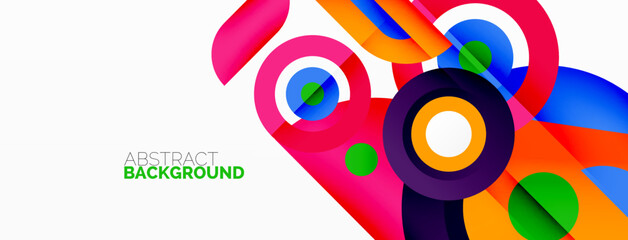 Obraz premium Abstract round shapes background. Minimalist decoration. Geometric background with circles and rings