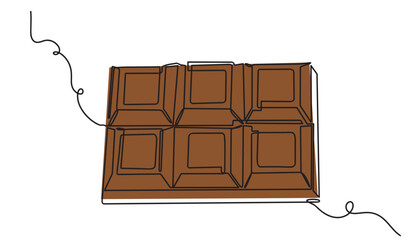 Continuous one line drawing of chocolate bar icon. Linear stylization on a white background.