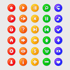 multi-colored buttons for games. cartoon style