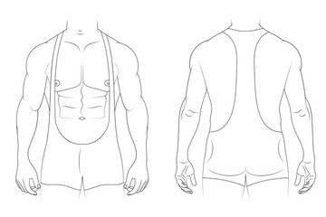 Wrestling singlet front and back view vector illustration.