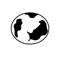 Earth globe or planet in cartoon style. Black isolated vector illustration planet symbol for education, travel and geography on white background