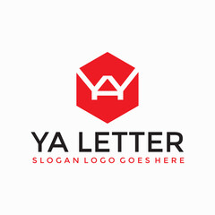 YA letter hexagon logo vector image