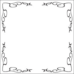 Black and white ornamental border for greeting cards, banners, invitations. Isolated vector illustration.  Oriental style.