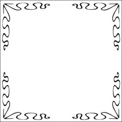 Black and white ornamental border for greeting cards, banners, invitations. Isolated vector illustration.  Oriental style.