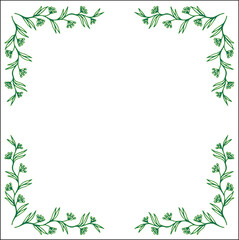 Fototapeta premium Green ornamental frame, decorative border for greeting cards, banners, business cards, invitations, menus. Isolated vector illustration.