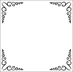 Black and white ornamental border for greeting cards, banners, invitations. Isolated vector illustration.  Oriental style.