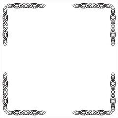 Black and white ornamental border for greeting cards, banners, invitations. Isolated vector illustration.  Oriental style.