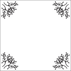 Obraz na płótnie Canvas Black and white vegetal ornamental frame, decorative border for greeting cards, banners, invitations. Isolated vector illustration.